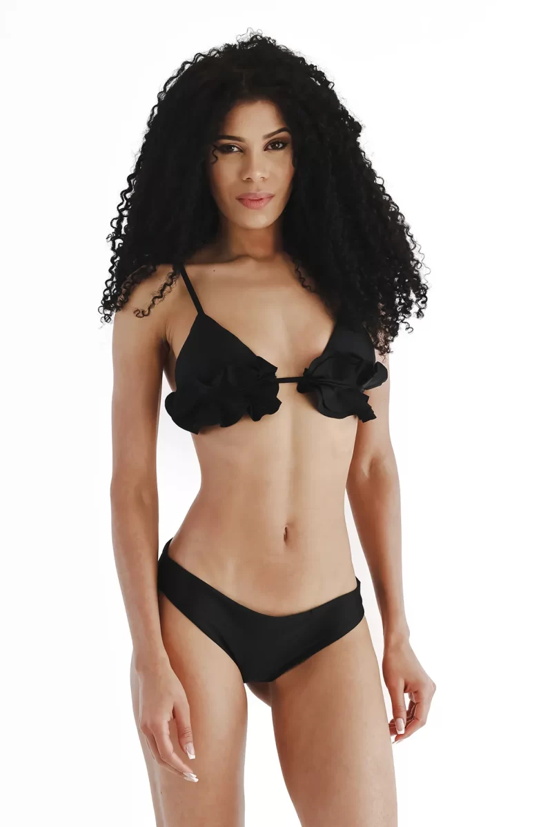 Bikini Top - The Ruffle Darling - Negro