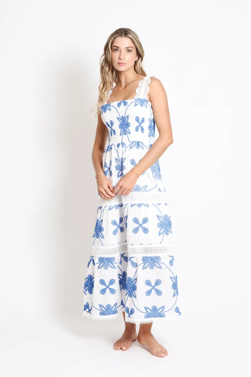 Vestido - Coco Maxi - Blanco - Azul - Imagen 2