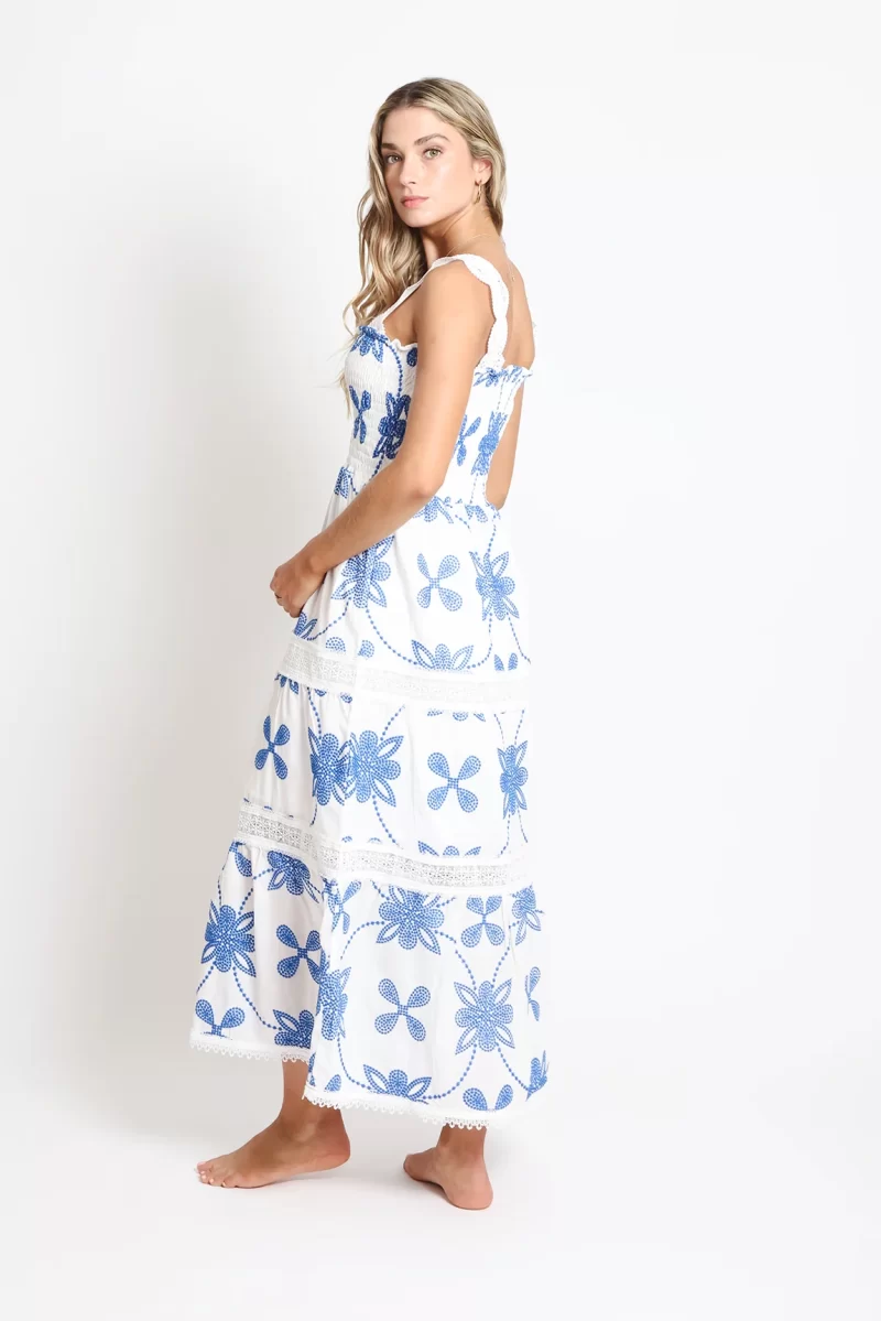 Vestido - Coco Maxi - Blanco - Azul - Imagen 4