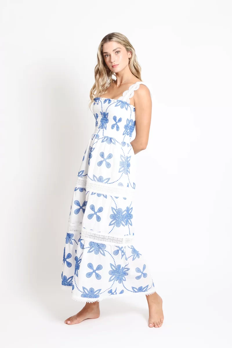 Vestido - Coco Maxi - Blanco - Azul